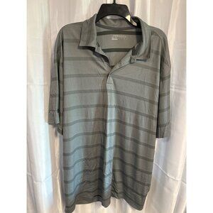 Nike Golf Dri-Fit Polo Shirt XXL Gray Stripes Short Sleeve GCSAA Logo Mens Casua